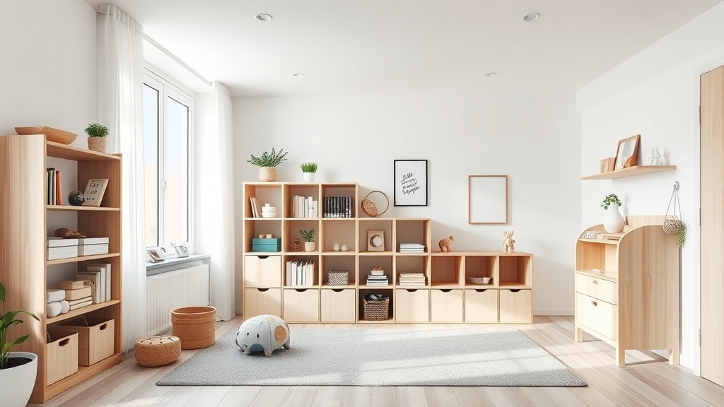 Aufgeräumte Lernzone im Kinderzimmer mit seitlichem Tageslicht und dimmbarer Deckenleuchte